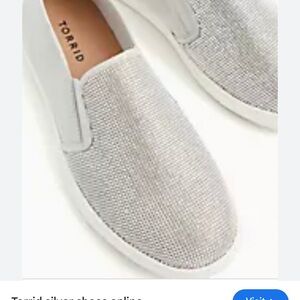 Torrid Silver Glitter Slip On Shoes Plus Size Casual Sneakers